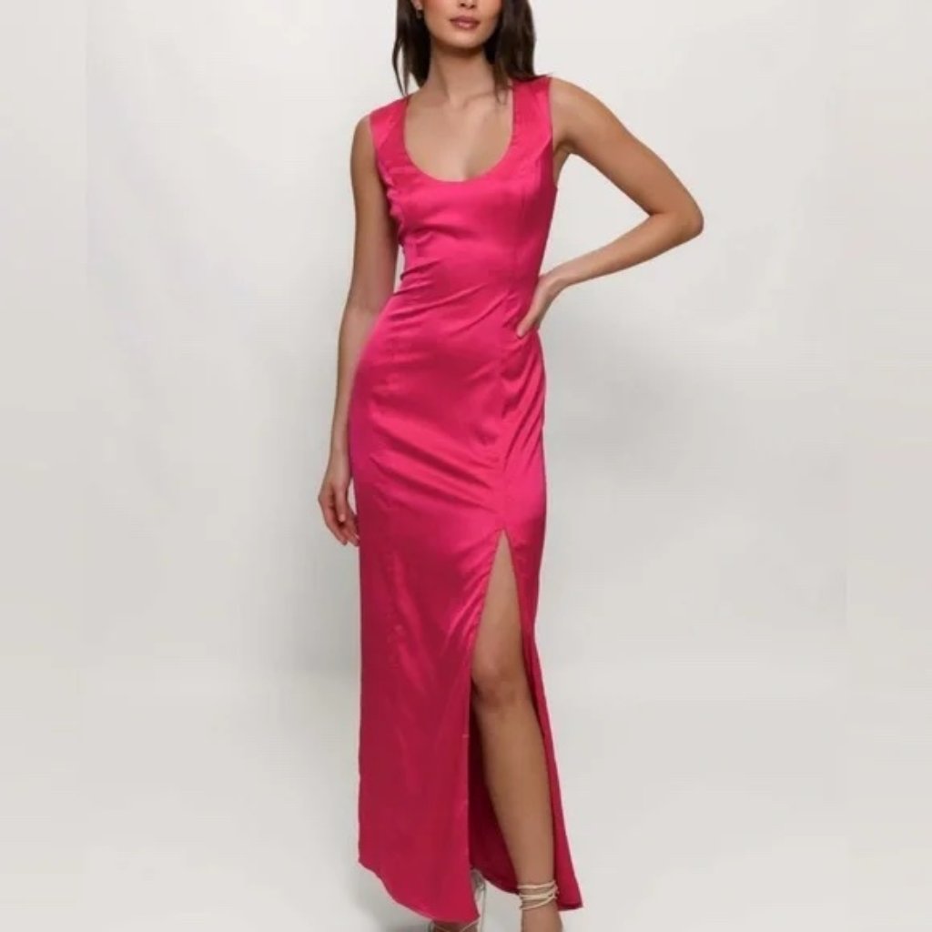 Hutch Pink Sleeveless Lolo Satin Maxi Dress Size 6